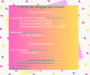 L’ALSH de Vingrau horaires